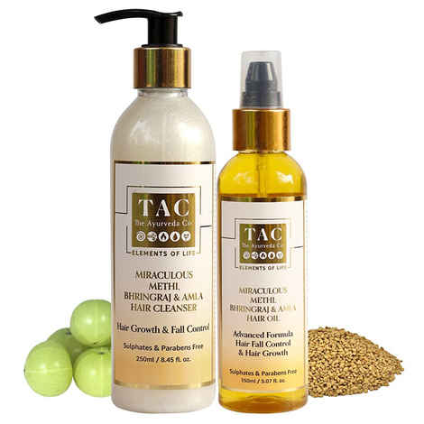 Buy TAC - The Ayurveda Co. Combo of Bhringraj Amla Hair Oil 150ml + Bhringraj Amla Hair Shampoo 250ml for Hair Fall and Regrowth - Purplle