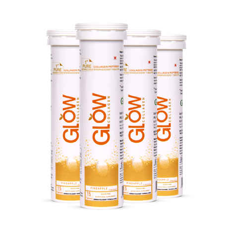 Buy GLOWGLUTATHIONE Glow Collagen 1000 1st Collagen Peptides (Hydrolyzed) 1000mg Effervescent High Absorption Pineapple Flavour 60 Tablets for Skin, Thick Hair, Stronger Nails and Joints - Purplle