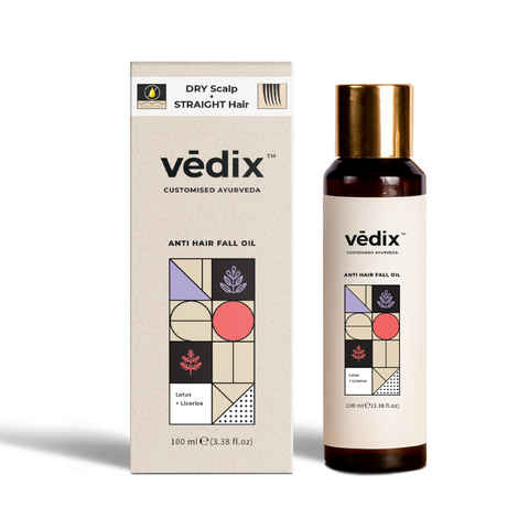 Buy Vedix Customized Ayurvedic Anti-Hairfall Oil For Dry Scalp & Straight Hair With Lotus, Licorice and Cedar - 100ml - Purplle