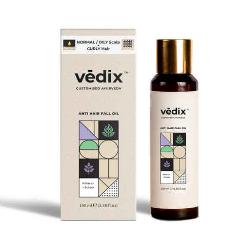 Buy Vedix Customized Ayurvedic Anti-Hairfall Oil For Normal - Oily Scalp And Curly & Wavy Hair With Hibiscus, Eclipta And Grapeseed - 100ml - Purplle