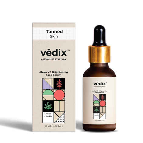 Vedix Aloka VC Brightening Face Serum For Tanned Skin With Amla, Yashtimadhu and Jambira l Customized Ayurvedic Face Serum For Tan - 20 ml