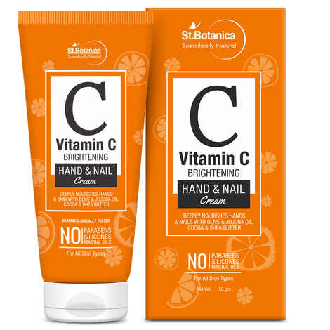 Buy StBotanica Vitamin C Brightening Hand and Nail Cream, Deeply Nourish Dry Hand & Skin With Olive & Jojoba Oils, Cocoa & Shea Butter - Purplle