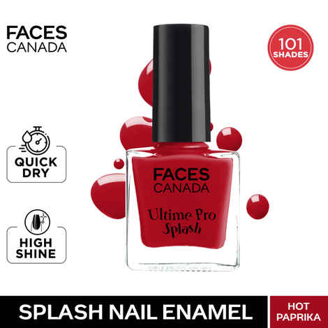 Buy FACES CANADA Ultime Pro Splash Nail Enamel - Hot Paprika 63 (8 ml) | Quick Drying | Glossy Finish | Long Lasting | No Chip Formula | High Shine Nail Polish For Women | No Harmful Chemicals - Purplle