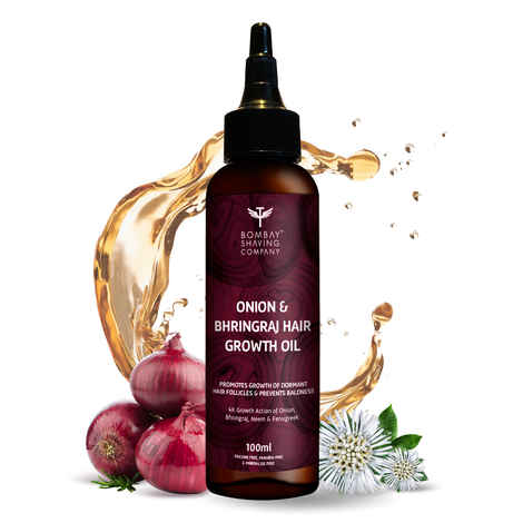 Buy Bombay Shaving Company Onion and Bhringraj Hair Oil (100 ml) | 4X Growth Action | Minimises Hair Thinning | Stimulates Hair Follicles - Purplle