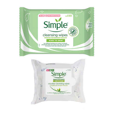 Buy Simple Kind To Skin Cleansing Facial Wipes 25 Wipes+Simple Kind To Skin Micellar Cleansing Wipes 25 Wipes - Purplle