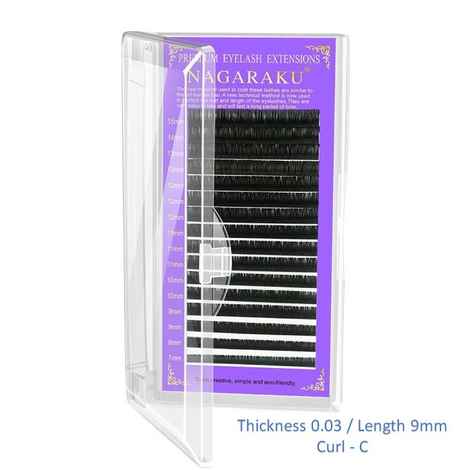 Buy NAGARAKU Eyelash Extensions Individual Lashes Premium Classic Matte Black Faux Mink 16 Rows Natural Professional Beauty Salon Supplies (BME-0.03mm/9mm C) - Purplle