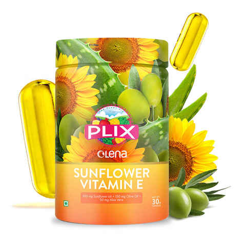 Buy PLIX Plant-based Vitamin E 400 30 Capsules (Natural Vitamin E with Sunflower, Aloe Vera and Olive Oil) for Glowing Skin and Hair - Purplle