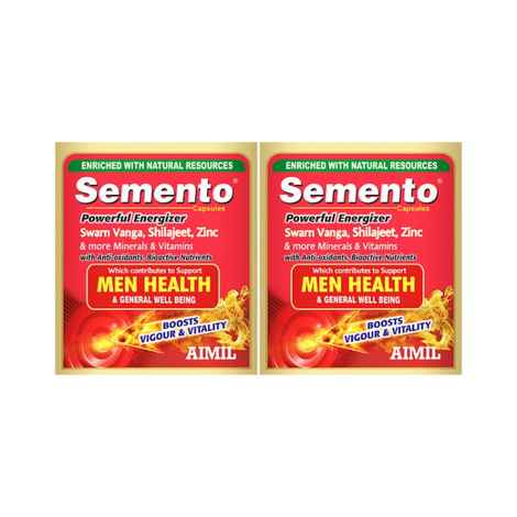 Buy AIMIL SEMENTO Capsules| Promotes Stamina and Performance| Supports Sexual and Vascular Health| Increases Vigour & vitality| 20 Capsules (Pack of 2) - Purplle