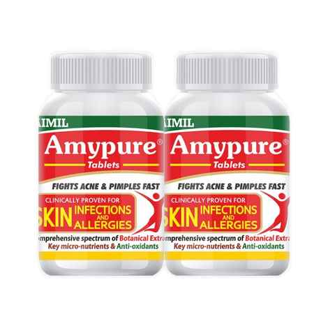 Buy AIMIL Amypure Ayurvedic Blood Purifier Tablets For Pimple Free, Fair & Glowing Skin - 100 Tablets (Pack of 2) - Purplle