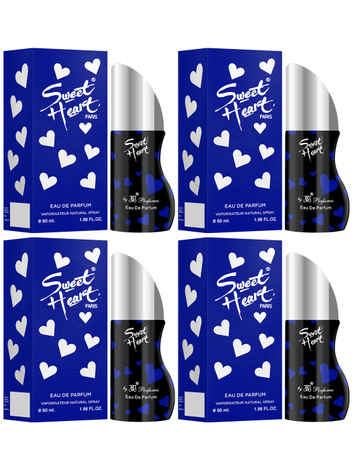 Buy Sweet Heart Blue Long Lasting Imported Eau De Perfume, 60ml Each (Pack of 4) - Purplle