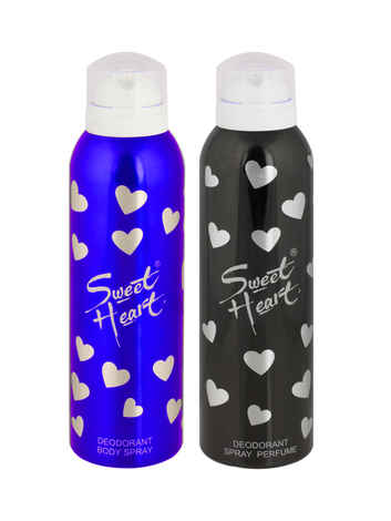 Buy Sweet Heart Blue and Black Long Lasting Imported Deodorant Perfumed Bodyspray, 100ml (Pack of 2) - Purplle