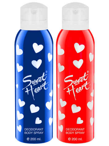Buy Sweet Heart Blue and Red Long Lasting Imported Deodorant Perfumed Bodyspray, 200ml (Pack of 2) - Purplle