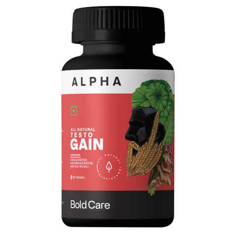 Buy Bold Care Alpha Testo Gain - Tribulus Terrestris, Ashwagandha, Shilajit, Safed Musli - Natural Bodybuilding Supplements for Men - Pre or Post Workout for Performance & Energy - 60 Tablets - Purplle