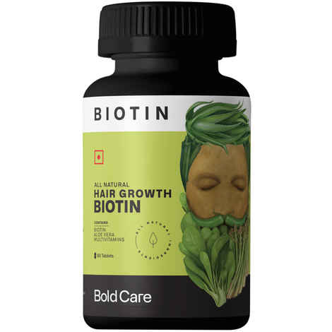 Buy Bold Care Organic Biotin Tablets for Hair Growth 60 Tablets - High Potency 5000 mcg - Vitamins, Zinc & Aloe Vera Extract - Supplement for Hair Fall Control, Skin & Nail Care - Purplle