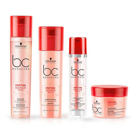 Buy Schwarzkopf Professional Bonacure Peptide Repair Rescue Micellar Shampoo + Conditioner + Mask + Serum - For Dry & Damaged Hair - Purplle