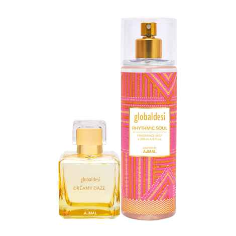 Buy Global Desi Dreamy Daze Eau De Parfum 50ML & Rhytmic Soul Body Mist 200ML Pack of 2 for Women Crafted by Ajmal + 2 Parfum Testers - Purplle