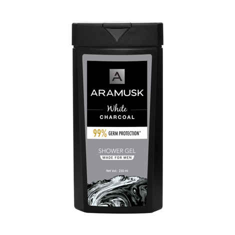 Buy Aramusk White Charcoal Shower Gel for Men, 250ml, Face & Body Wash, With Activated White Charcoal, Germ Protection & Deep Cleansing - Purplle