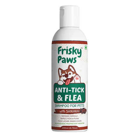 Buy Frisky Paws Anti-Tick & Flea Control Shampoo for Pets Protects Against Ticks, Fleas & Lice. Natural Moisturizing Shampoo to Maintain Overall Skin Health, 200ml (6.76oz) - Purplle