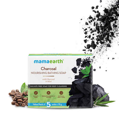 Buy Mamaearth Charcoal Nourishing Bathing Soap With Charcoal and Mint for Deep Cleansing (5x75 g) - Purplle
