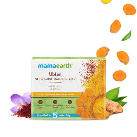 Buy Mamaearth Ubtan Nourishing Bathing Soap With Turmeric & Saffron (375 g) - Purplle