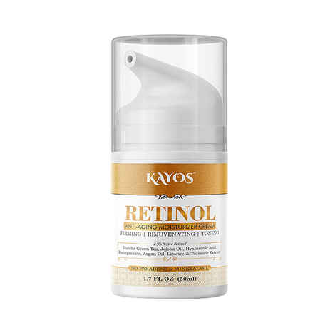 Kayos Retinol Anti Aging Moisturizer Face & Eye Cream with Hyaluronic Acid for Wrinkles, Fine Lines & Dark Circles – Paraben & Mineral Oil Free – 50mL