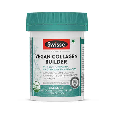 Swisse Vegan Collagen Builder with Biotin & Vitamin C supports natural collagen formation- 30 tablets