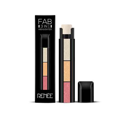Buy RENEE Fab 3 in 1 Highlighter, 3 Shades in 1 Stick, Enriched With Vitamin E, Long Lasting Pearl Finish, Non Oily & Non Sticky Formula, 4.5 gm - Purplle