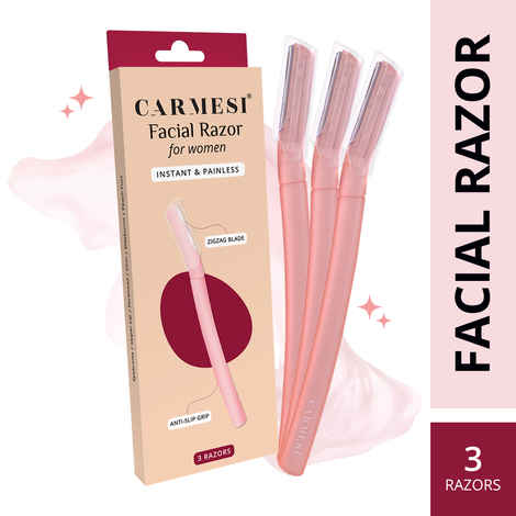Buy Carmesi Facial Razor for Women - For Instant & Painless Hair Removal (Eyebrows Upper Lip Forehead Peach Fuzz Chin Sideburns) - Pack of 3 - Purplle