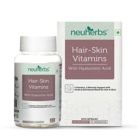 Buy Neuherbs Hair Skin & Vitamin Supplement with Turmeric, Primrose Oil, Glutathione & Collagen (60 Tablets) - Purplle