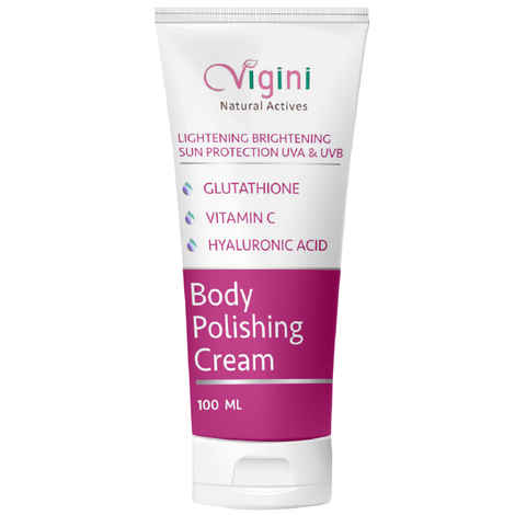 Vigini Body Whitening Lightening Brightening Moisturizing Polishing Fairness Exfoliating Day Night Gel Cream Glowing Skin De Tan Uneven Tone Pigmentation Dark Spot Remover Hyaluronic Acid Glycolic Acid SPF 30 Sunblock 100 ml