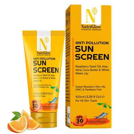 Buy NutriGlow Advanced Organics Anti-Pollution Sun Screen SPF 30 PA+++ For Sweat Resistant, 100 ml - Purplle
