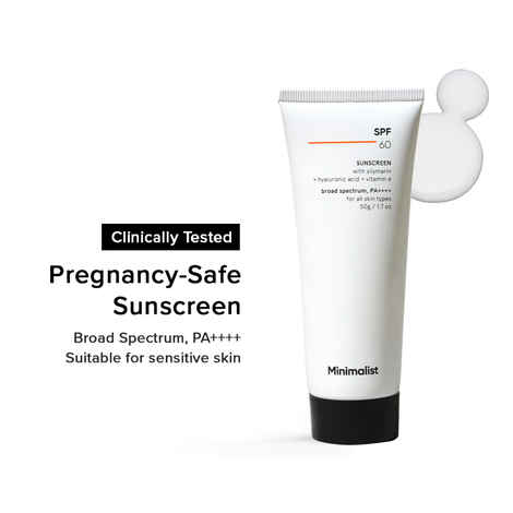 Minimalist SPF 60 Sunscreen With Silymarin + Hyaluironic acid+ Vitamin e, Broad Spectrum, PA++++ (50 gm)