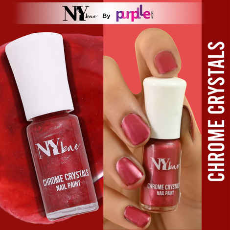 Buy NY Bae Chrome Crystals Nail Paint - Red Ruby 11 (3 ml) | Red | Glossy Finish | Rich Pigment | Chip-proof | Full Coverage | Vegan - Purplle