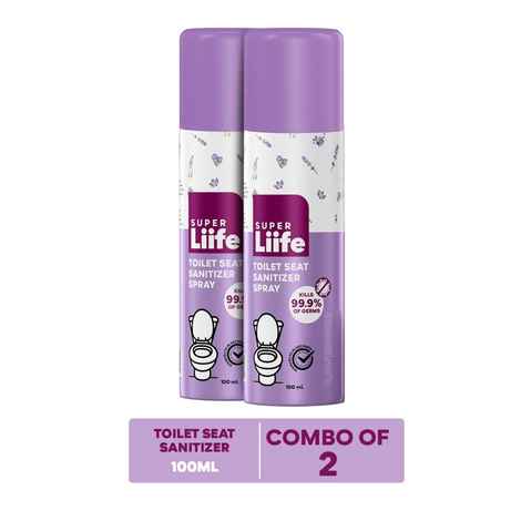 Buy Super Liife Toilet Seat Sanitizer spray (100ml)- Lavender | Kills 99.9% Germs and Travel Friendly (Pack of 2) - Purplle