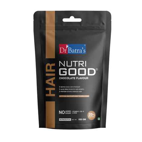 Dr Batra’s Nutri Good Chocolate for Hair Care. Improves Hair Growth. Fights Hair Loss. Prevent Damage. Contains Brahmi, Aloe Vera Extracts. No Added Sugar. Suitable For Men, Women. 830 G