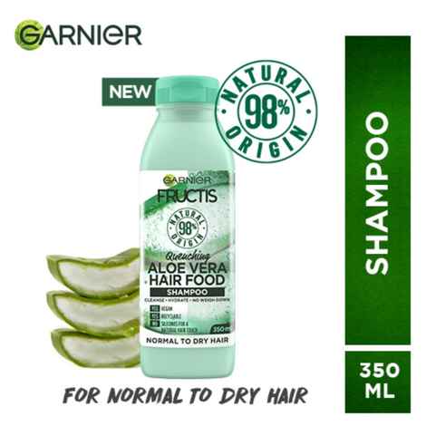 Buy Garnier Fructis Quenching Shampoo For Normal to Dry Hair - Deep Hydration Aloe Vera Hair Food (350 ml) - Purplle