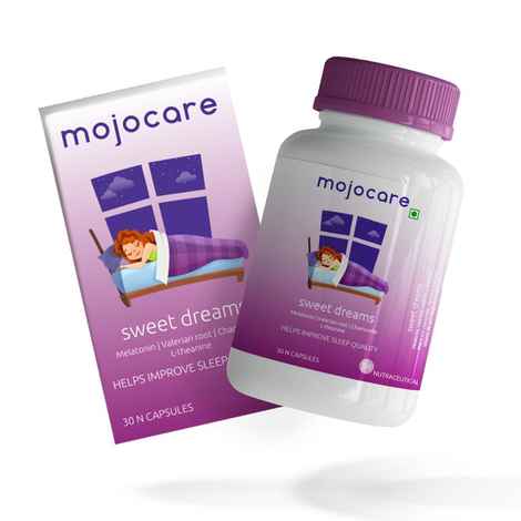 Buy Mojocare Sweet Dreams Capsules - 30pc | Herbal Sleeping Aid with Natural Ingredients | 5mg Melatonin, Valerian Root, Chamomile & L-Theanine | - Purplle