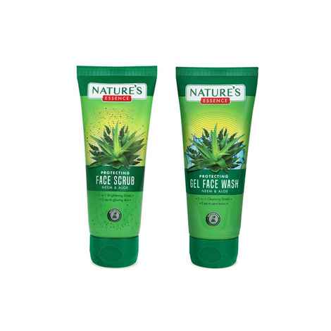Buy Nature's Essence Protecting Gel Neem & Aloe Face Wash & Scrub Combo of 2 - Purplle
