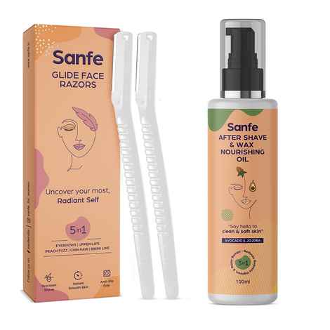 Sanfe Glide Face Razor Pack of 2 and After Shave and Wax Hair Removal lotion for Women
