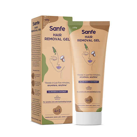 Buy Sanfe Hair Removal Gel for Women 100g with Aloe Vera & Coconut Extracts Painless Hair Removal Gel for sensitive skin (Multicolor) - Purplle