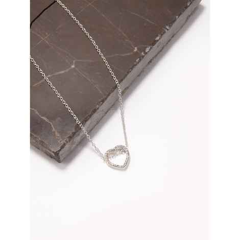 Buy Lilly & Sparkle Silver Toned Diamond Studded Delicate Heart Shaped Pendant Necklace For Women - Purplle