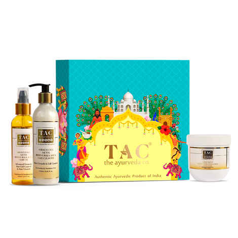 Buy TAC - The Ayurveda Co. Methi Hair Growth & Hair Fall Control Combo Kit with Methi, Bhringraj & Amla Hair Oil, Shampoo & Hair Mask for all Hair Types - Organic, Natural & SLS and Paraben Free - Purplle