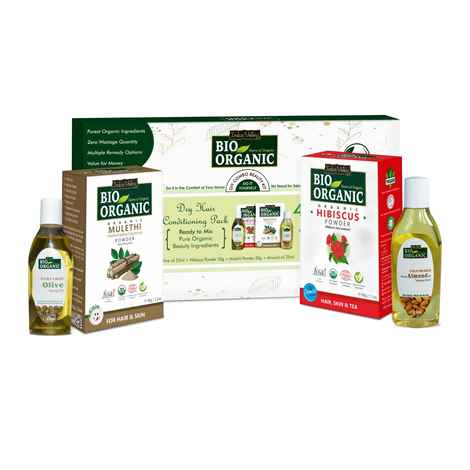 Buy Indus Valley Bio Organic Dry Hair Conditioning Gift Pack DIY kit 30 gm+30 gm+25 ml+25 ml - Purplle