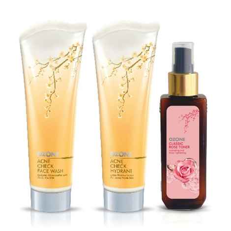Buy Ozone Acne Face Care Combo (Acne Face Was, Acne Hydrant, Rose Toner) - Purplle
