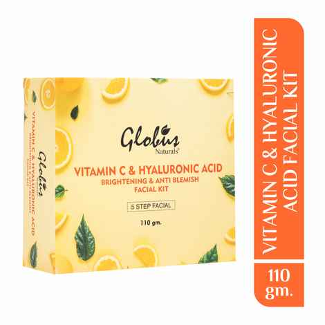 Buy Globus Naturals Hyaluronic Acid and Vitamin C Brightening & Anti Blemish Facial Kit For Beautiful & Glowing Skin | 5 Step Clarifying Anti Aging Kit |Paraben Free | Salon Grade| For All Skin Types (110 g) - Purplle