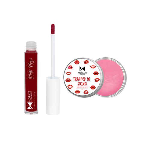 Moraze Pack of Lip Balm (Bubblegum) - 8 GM, and Liquid Lipstick (Angle Face Devil Thought) - 3 ML