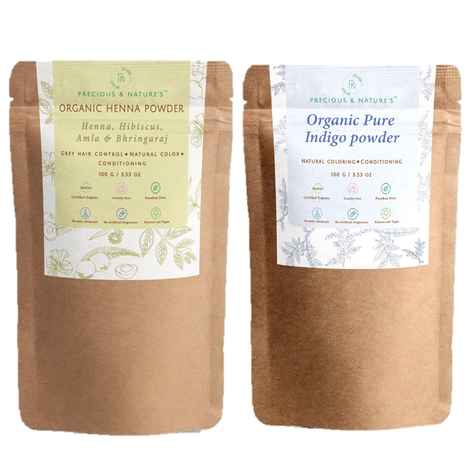 Buy Precious & Nature's Certified Organic Hair color & Nourishment Kit with Organic Henna powder and Indigo powder - Purplle