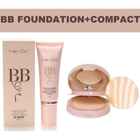 Buy Me-On pack of BB Silky Nude Foundation Cream (38gm) and Oil Control Compact Powder with SPF 15 (20gm) - Purplle