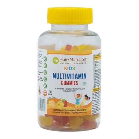Buy Pure Nutrition Kids Multivitamin Gummies Support Healthy Growth and Development 3+ Years Lemon and Strawberry Flavour 60 Gummies - Purplle