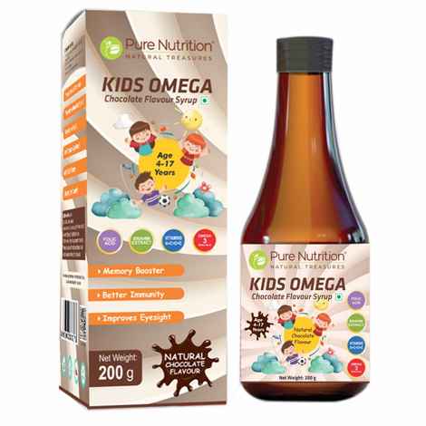 Buy Pure Nutrition Kids Omega Chocolate Flavour Syrup | Age Range 4-17 Years | With Omega 3-6-9, Vitamin A, C, D, E | Improves Memory & Eyesight, Boosts Immunity- 200g - Purplle